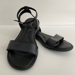 Born Black Leather Ankle-Strap Sandals